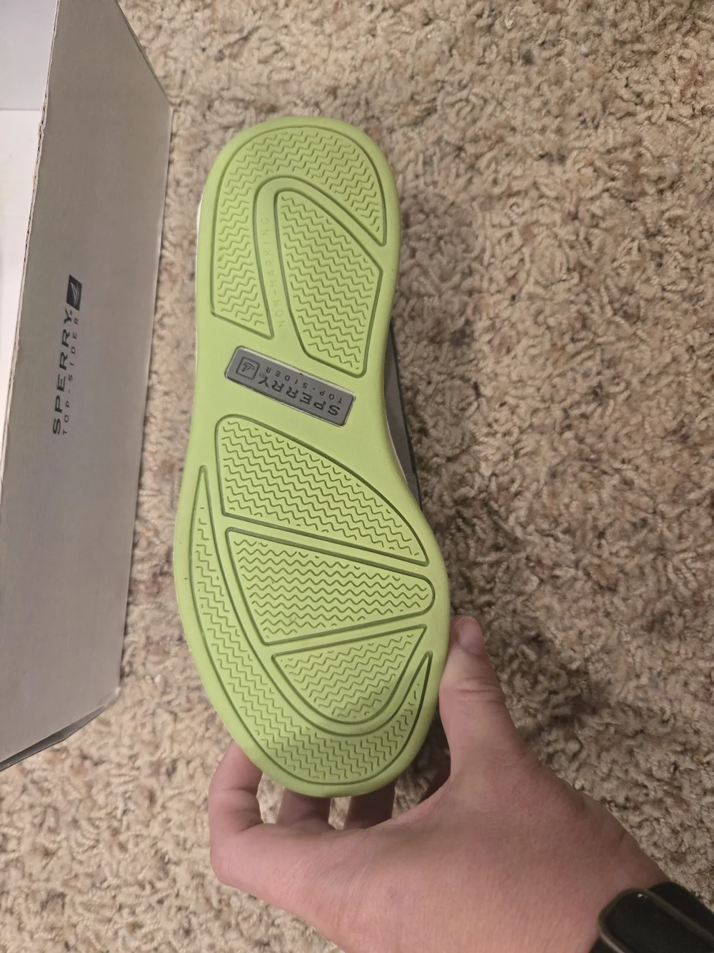 Sperry Kids Gray Boat Shoes with Lime Green Insole Size 13.5 NWT